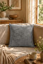 Nature Sketch Premium Woven Gray Blue Throw Pillow Cover 43X43 cm