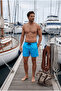 Men's Swim Shorts Quick Dry with Pockets Elastic Lace-Up Mesh Lining Ocean Blue Swim Shorts - 3