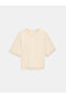 32826 Lace Detailed Short Sleeve T-Shirt-Stone - 5