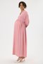 Maternity 100% Viscose Fabric Long Dress, Sleeves with Cuffs, Waist Tie, Collar with Button Detail (Breastfeeding) - 3