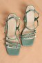 Green Staple Detailed Three-Stripe Women's Heeled Shoes K404571109 - 4