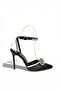 Black Satin Fabric Stone-Embellished Women's Heeled Shoes K654051204 - 5