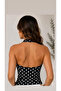 Black Polka Dot Backless Halter Neck Bodysuit - 4