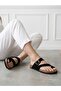 Women's Men's Genuine Suede Leather Orthopedic Cork Sole Flip Flops Black - 4