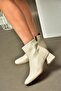 R654012409 Beige Thick Heeled Women's Boots - 2