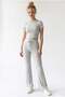 2120 Women's Crop T-Shirt and Palazzo Pants Set Gray