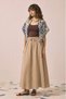 Beige muslin elastic waist skirt - 2