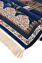 Navy Blue Mihrap Tulip Pattern Embossed Special Woven Prayer Rug - 3