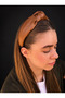 Bym242 Camel Brown Leather Knotted Women's Hair Crown Soft Stylish Daily Hair Accessory