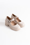 Helen Premium Women's Beige Wedge Heeled Shoes - 5