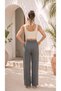 Women's Smoked Linen Look, Premium Textured, High Waist Palazzo Pants with Wide Legs - 8