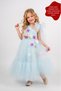 Girl's Long Evening Dress with Cross Shoulders and Flower Detail 6-9 Years