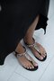 Stone Detailed Flip Flops Sandals Black - 5