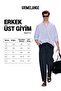 Risto Men's Navy Blue Striped Shirt with Fabric Collar and Cuffs That Minimizes the Need for Ironing after Washing - 6