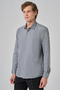 Men's Gray Slim Fit Italian Collar Shirt - 3