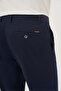 Men's Navy Blue Summer Cotton Side Pocket Slim Fit Chino Pants - 4