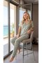 Women's Summer Striped Ladybug Viscose Buttoned Pajama Set |   Stylish Model 780-120 - 3