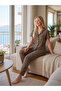 Women's Short Sleeve Viscose Leopard Patterned Buttoned Pajama Set |   Stylish and Elegant Model 78- - 3