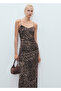 Leopard Print Drawstring Midi Dress