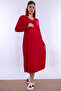Comfortable Cut Maternity Nightgown with Cotton Breastfeeding Feature Effortt - Cherry - 6
