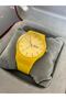 Special Design Svatch Model, Yellow Color Silicone Strap, Unisex Wristwatch with Calendar, 4 cm Width, 24 cm Length, Attention: the Watch Case Is Large - 3