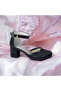 Girl's Black Broken Glass Square Heeled Evening Dress Shoes - 2