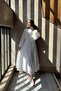 Wavy Chiffon Fabric White Balloon Sleeve Suit - 3