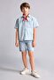 100% Cotton Regular Fit Jean Short Sleeve Lapel Collar Blue Shirt Boys H7497A826Hs - 5