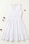 Women's Short Double Breasted Collared Skirt Ruffled Woven Dress White - 2