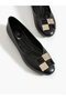 REX Black Stone Buckle Detail Women's Ballerinas - 5