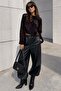 Black Elastic Waist Women's Leather Balloon Pants Mg2701