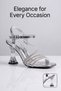 Crystal Shine Silver Stone Detailed Minimal Heeled Women's Sandals – a Modern Interpretation of Elegant Chic - 3