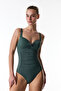 Women Shirred Green Swimsuit - 5
