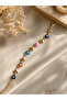 Colorful Evil Eye Beaded Heart Bracelet |   Nazarlı Gold Bracelet