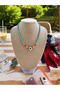 Turquoise Bead Necklace with Evil Eye Beads |   Handmade Bohemian Summer Women's Necklace - 2