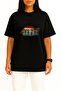 Oversized Four Children Riding Bicycle Chest Printed Unisex T-Shirt - 2