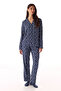 Dark Blue Pretty Flowers Buttoned Shirt and Pants Pajama Set