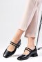 Giorgia Black Color Blunt Toe Women's Low Heel Shoes - 5