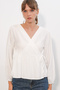 Women's Side-Tie Long Sleeve Blouse 996 - White - 2