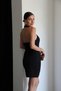 Pilese and Gold Button Detailed Design Premium Mini Black Dress - 5
