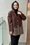 Square Patterned Leather Jacket with Sequins and Leopard Detail - 2