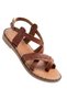 Zri̇n-205-09 Premium Dark Brown Orthopedic Genuine Leather Women's Sandals - 3