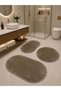 Plush Bathroom Rug Set of 3 Colors Mink Non-Slip Base Washable Without Fringe 60X60 (Round) 50X80 (Oval) 60X100 (Oval)