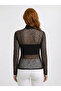 Black Polka Dot Li Sheer Detailed Long Sleeve Stylish Blouse - 2