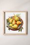 Watercolor Pear Basket Painting with Wooden Frame, Watercolor Effect, Watercolor Pear Basket