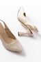Zri̇n-601 Beige Open Back Daily Women's Heeled Sandals with Stone Accessories 10.5 cm - 5