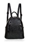 Genuine Leather Black-Croco-Patent Leather Women's Backpack Blm01 9550-1