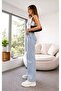 High Waist Blue Snow Wash Palazzo Jeans Lycra Jeans - 2