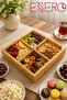 Esero Bamboo Lid 4-Compartment Nuts Presentation Plate Breakfast Snack Bowl