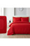طقم غطاء لحاف من القطن الساتان باللون الأحمر السادة مقاس كينج مع ملاءة مطاطية - 5